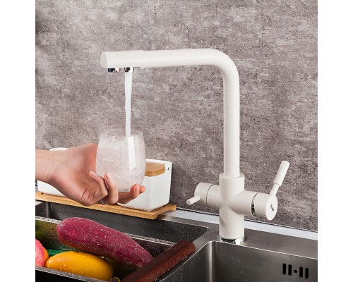 Смеситель для кухни с подключением фильтра FRAP F4352-24, белый