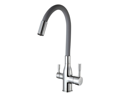 Смеситель для кухни с гибким изливом и подключением фильтра FRAP F4396, хром