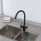 Смеситель для кухни с гибким изливом и подключением фильтра FRAP F4396-6, черный
