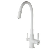 Смеситель для кухни с гибким изливом и подключением фильтра FRAP F4396-8, белый