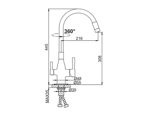 Смеситель для кухни с гибким изливом и подключением фильтра FRAP F4396-8, белый