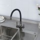 Смеситель для кухни с гибким изливом и подключением фильтра FRAP F4396-15, оружейная сталь