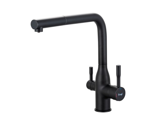 Смеситель для кухни с выдвижным изливом и подключением фильтра FRAP F4396-36, черный