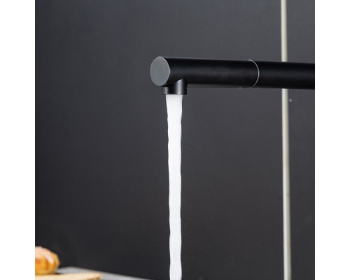 Смеситель для кухни с выдвижным изливом и подключением фильтра FRAP F4396-36, черный