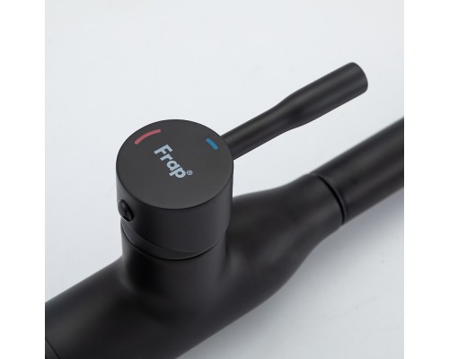 Смеситель для кухни с выдвижным изливом и режимом душ FRAP F6096-6, черный