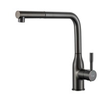 Смеситель для кухни с выдвижным изливом и режимом душ FRAP F6096-9, оружейная сталь
