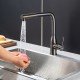 Смеситель для кухни с выдвижным изливом и режимом душ FRAP F6096-9, оружейная сталь