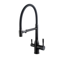 Смеситель для кухни с гибким изливом и подключением фильтра FRAP F4398-6, черный