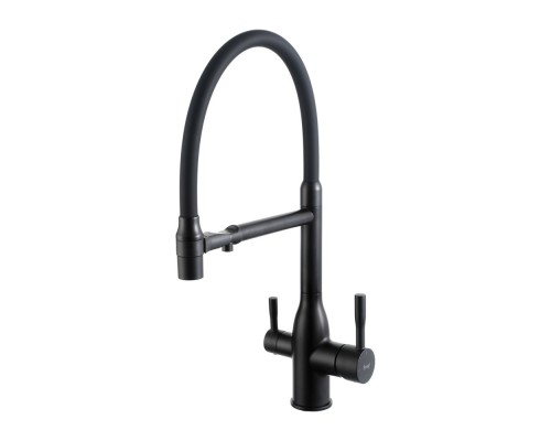 Смеситель для кухни с гибким изливом и подключением фильтра FRAP F4398-6, черный