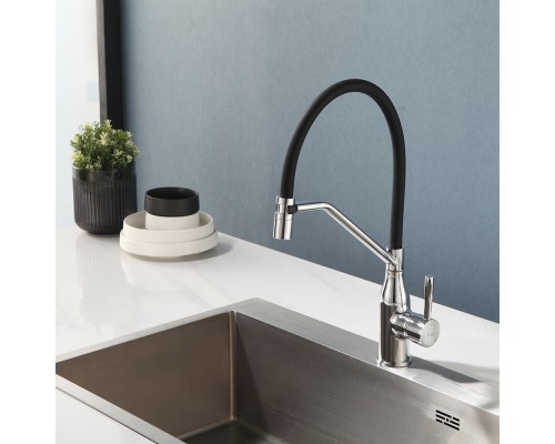 Смеситель для кухни с гибким изливом и режимом душ FRAP F4497, хром