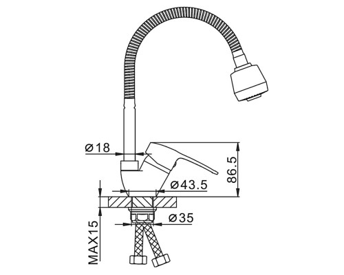 Смеситель для кухни с гибким изливом и режимом душ FRAP F43701-B, хром