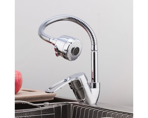 Смеситель для кухни с гибким изливом и режимом душ FRAP F43701-B, хром