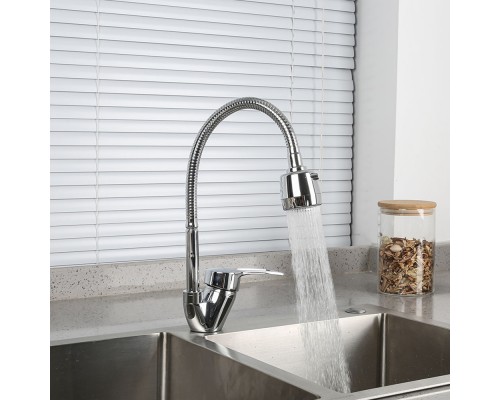 Смеситель для кухни с гибким изливом и режимом душ FRAP F43701-B, хром