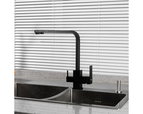 Смеситель для кухни с подключением фильтра FRAP F43802-6, черный