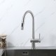 Смеситель для кухни с выдвижным изливом и режимом душ FRAP F60807, сатин