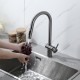 Смеситель для кухни с выдвижным изливом и режимом душ FRAP F60807-9, оружейная сталь