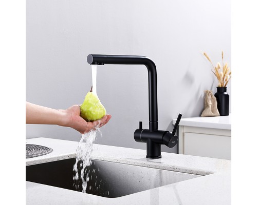 Смеситель для кухни с подключением фильтра FRAP F43899-36, черный