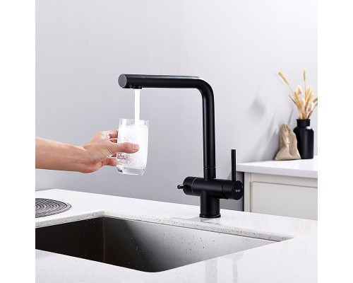 Смеситель для кухни с подключением фильтра FRAP F43899-36, черный