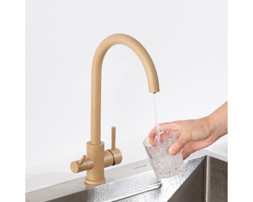 Смеситель для кухни с подключением фильтра FRAP F43899-41, бежевый