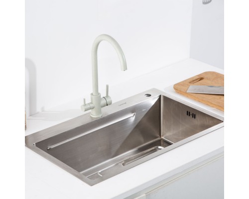Смеситель для кухни с подключением фильтра FRAP F43899-42, серый