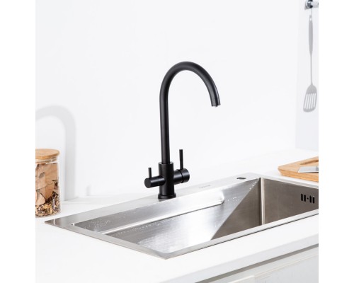 Смеситель для кухни с подключением фильтра FRAP F43899-46, черный