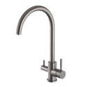 Смеситель для кухни с подключением фильтра FRAP F43899-49, оружейная сталь
