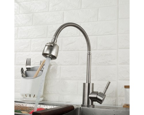 Смеситель для кухни с гибким изливом и режимом душ FRAP F44899-1, сатин