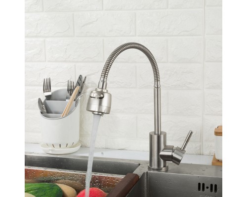 Смеситель для кухни с гибким изливом и режимом душ FRAP F44899-1, сатин