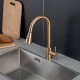 Смеситель для кухни с выдвижным изливом и режимом душ FRAP F60991-3, золотой сатин