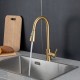 Смеситель для кухни с выдвижным изливом и режимом душ FRAP F60991-3, золотой сатин