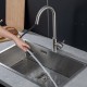 Смеситель для кухни с выдвижным изливом и режимом душ FRAP F60991-5, сатин