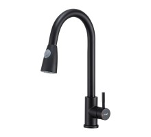 Смеситель для кухни с выдвижным изливом и режимом душ FRAP F60991-6, черный