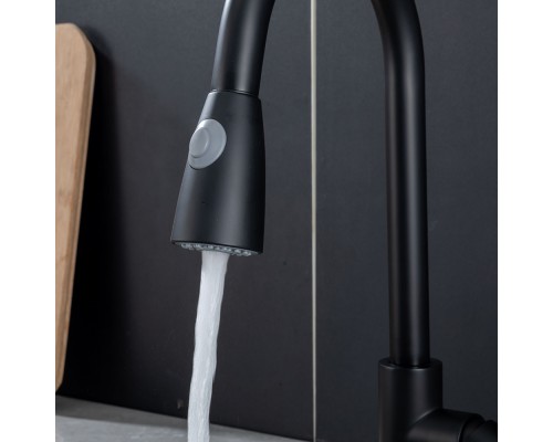 Смеситель для кухни с выдвижным изливом и режимом душ FRAP F60991-6, черный