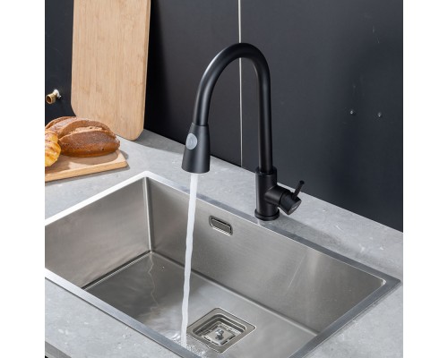 Смеситель для кухни с выдвижным изливом и режимом душ FRAP F60991-6, черный