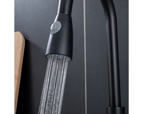 Смеситель для кухни с выдвижным изливом и режимом душ FRAP F60991-6, черный