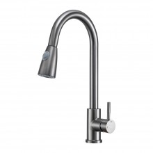 Смеситель для кухни с выдвижным изливом и режимом душ FRAP F60991-9, оружейная сталь