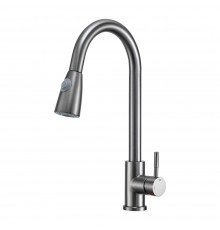 Смеситель для кухни с выдвижным изливом и режимом душ FRAP F60991-9, оружейная сталь