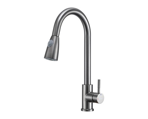 Смеситель для кухни с выдвижным изливом и режимом душ FRAP F60991-9, оружейная сталь