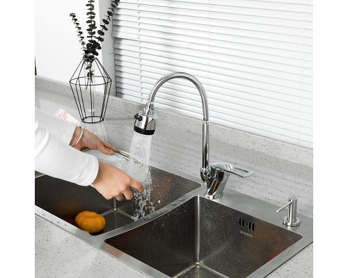 Смеситель для кухни с гибким изливом и режимом душ FRUD R41055-1, хром