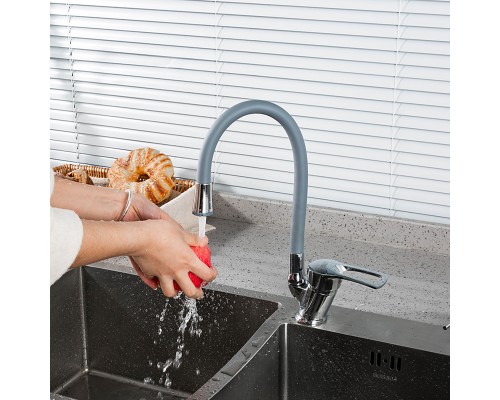 Смеситель для кухни с гибким изливом FRUD R41055-3, хром