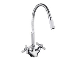 Смеситель для кухни с гибким изливом FRUD R43127-7, хром/белый