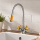Смеситель для кухни с гибким изливом FRUD R43127-9, хром/оранжевый