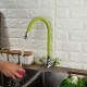 Смеситель для кухни с гибким изливом FRUD R44127-6, хром/зеленый