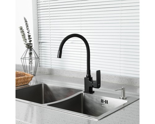Смеситель для кухни с гибким изливом FRUD R43152, черный
