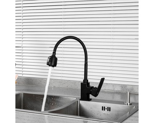 Смеситель для кухни с гибким изливом и режимом душ FRUD R44152, черный