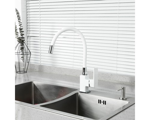 Смеситель для кухни с гибким изливом FRUD R43153, белый