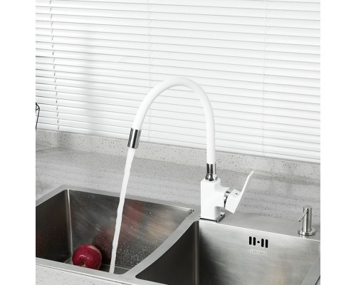 Смеситель для кухни с гибким изливом FRUD R43153, белый