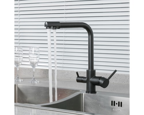 Смеситель для кухни с подключением фильтра FRUD R43053-7, черный