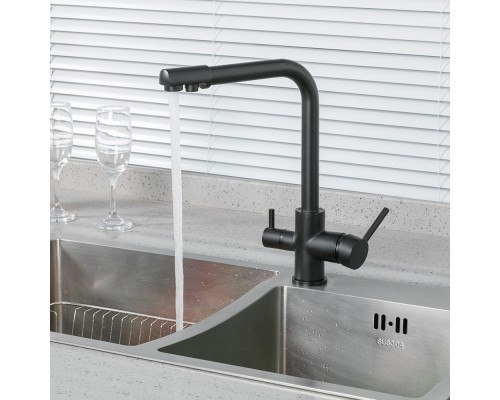 Смеситель для кухни с подключением фильтра FRUD R43053-7, черный