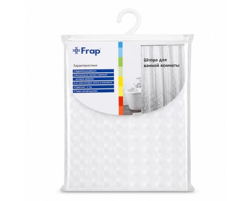 Штора для ванной FRAP F8754, прозрачный, 180х180